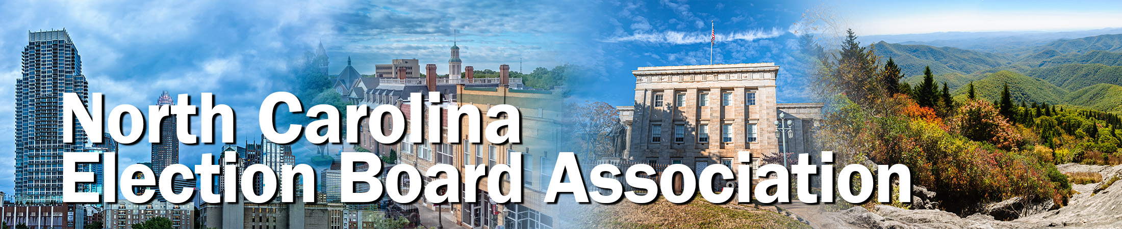 scenes from around NC with the words North Carolina Election Boards Association